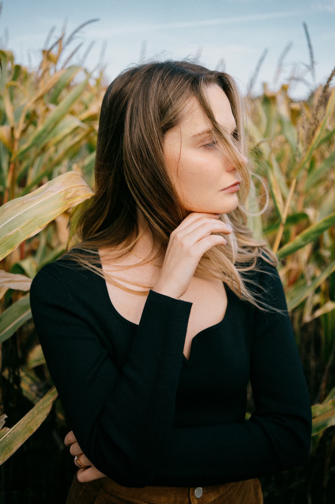 Woman in a corn field
