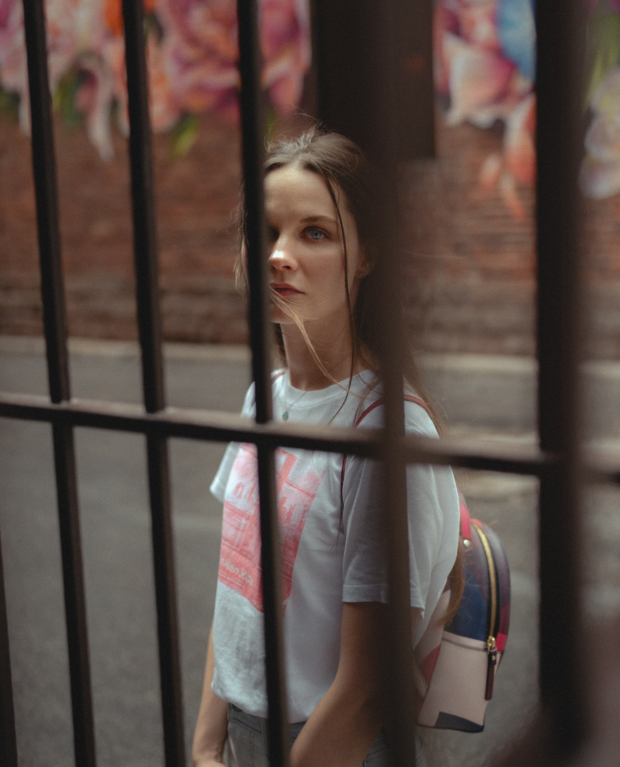 Woman on a street with an urban entourage